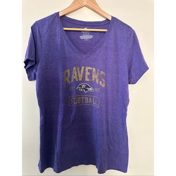 NFL Fanatics Baltimore Ravens Purple V-neck Tshirt Size XL New - Picture 1 of 3